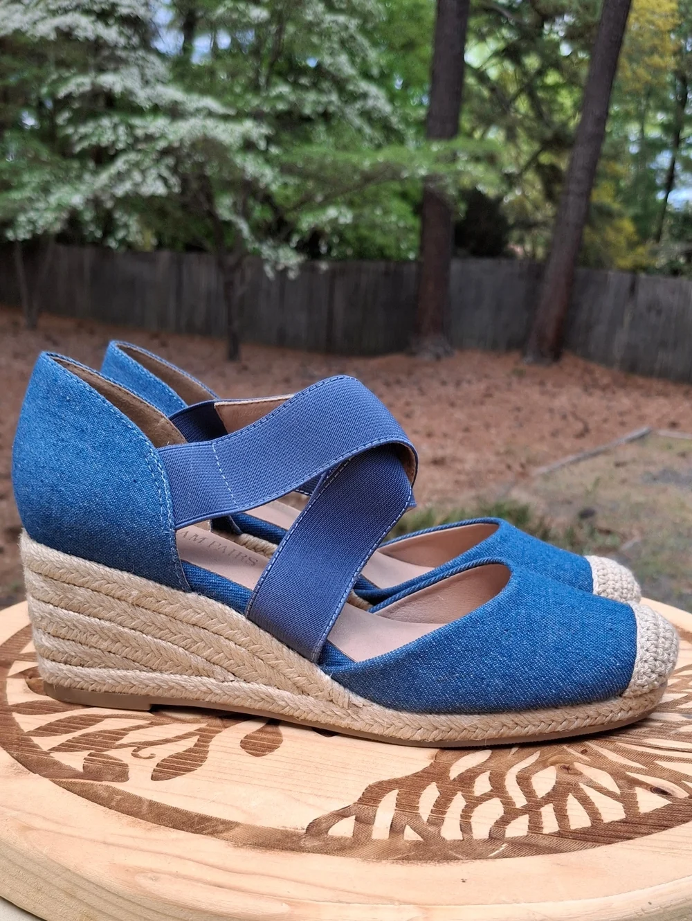 Chic Blue Denim Dream Pairs Espadrille Wedge Sandals with Crisscross Straps